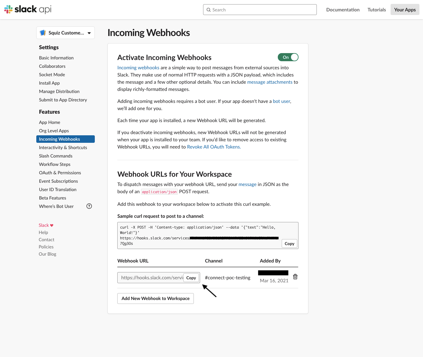 webhook value setting